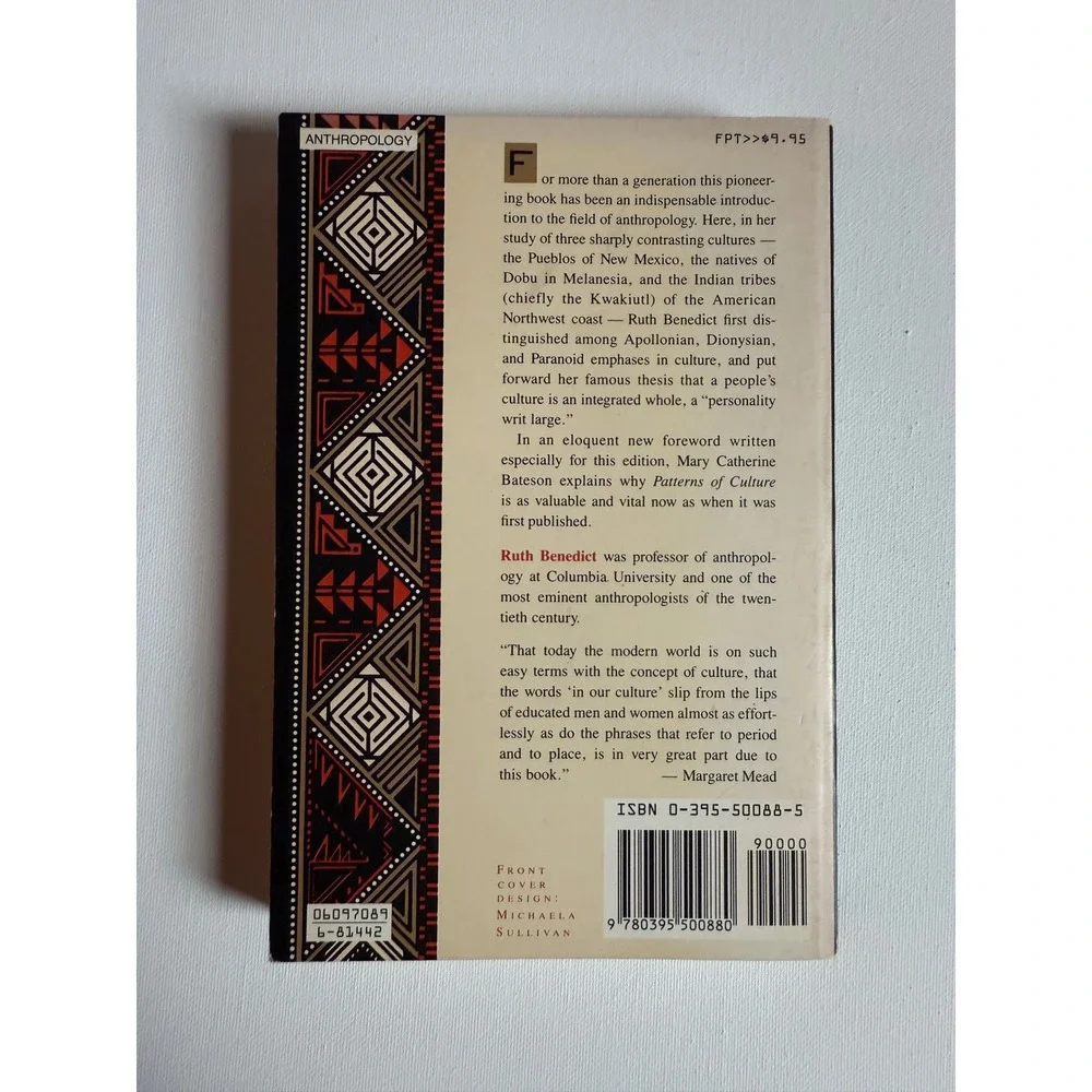 Patterns of Culture Ruth Benedict Anthropology Book Margaret Mead Foreword 1989